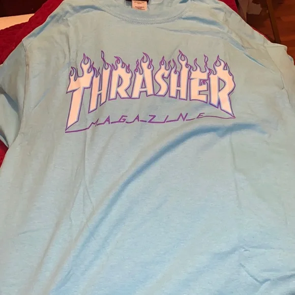 Baby blue thrasher shirt sale